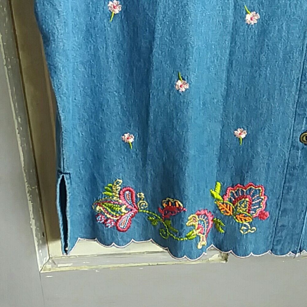 Toffee Apple Denim Shirt With Embroidery Details - Picture 2 of 6